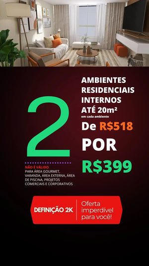 2 AMBIENTES INTERNOS DE R$518 POR R$399 - STARTER seu ambiente possui mais de 20m² ? fale com a gente no whatsapp