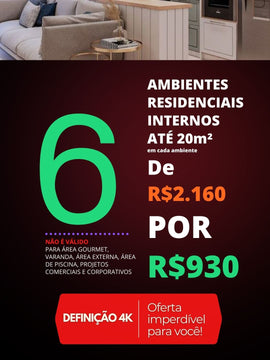 6 AMBIENTES RESIDENCIAIS DE R$2.160 POR R$930 - PREMIUM