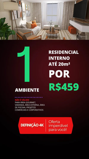 1 AMBIENTE RESIDENCIAL INTERNO R$459 - PREMIUM seu ambiente possui mais de 20m² ? fale com a gente no whatsapp